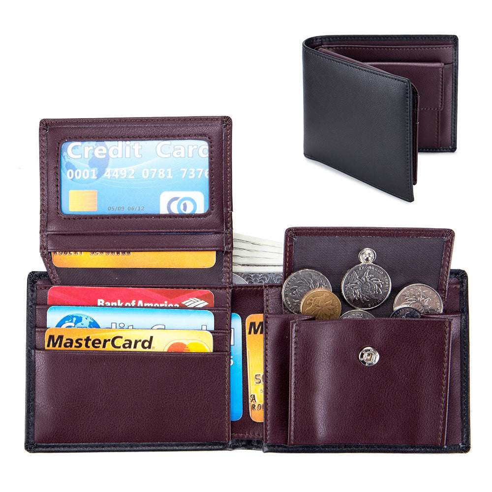 Men's Genuine Leather Trifold Short Wallet Men's Short Wallet Genuine Leather Trifo | Ectron Online