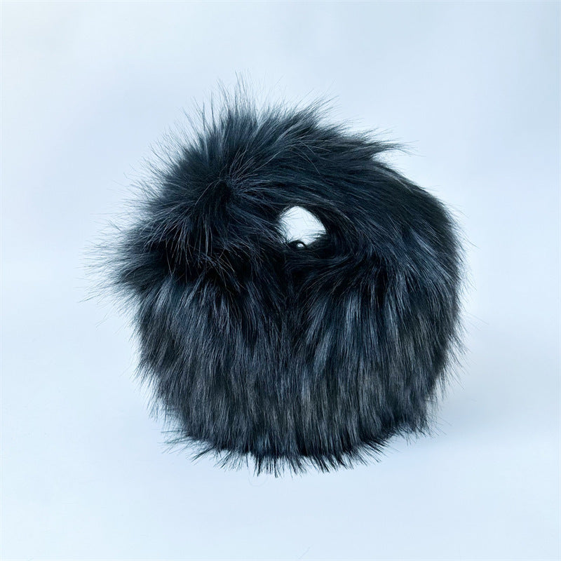 Artificial Raccoon Fur Ball Bag Plush Punk Style Y2K Artificial Raccoon Fur Ball Bag Plush Un | Ectron Online