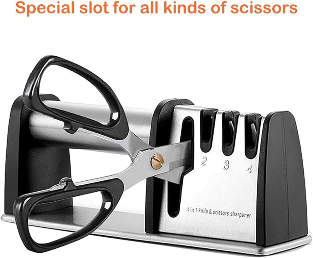 4-in-1 Kitchen Knife & Scissor Sharpening Tool | Professional Sharpener