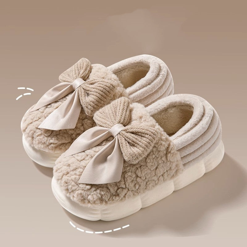 Big Bow-knot Fluffy Slippers – Winter Warm Platform Shoes Big Bow-knot Fluffy Slippers Winter Warm | Ectron Online