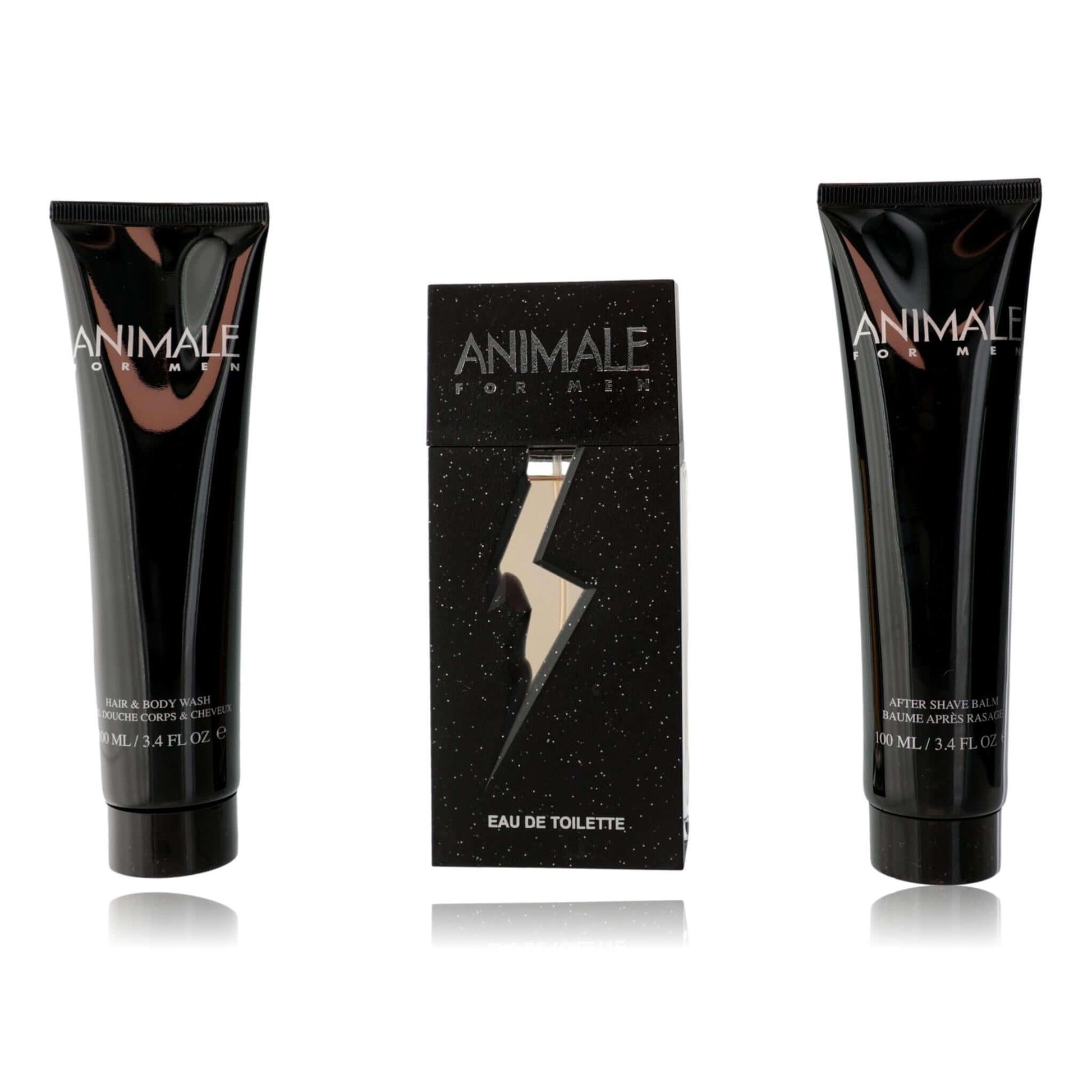 Animale by Animale, 3 Piece Gift Set for Men including Body Wash, EDT spray, and After Shave Balm.