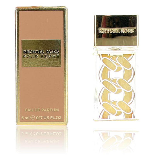 Women’s eau de parfum spray bottle with gold motif and matching box