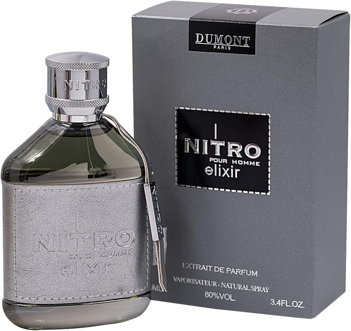 Dumont men’s extrait de parfum spray bottle, 3.4 fl oz, silver cap and glass