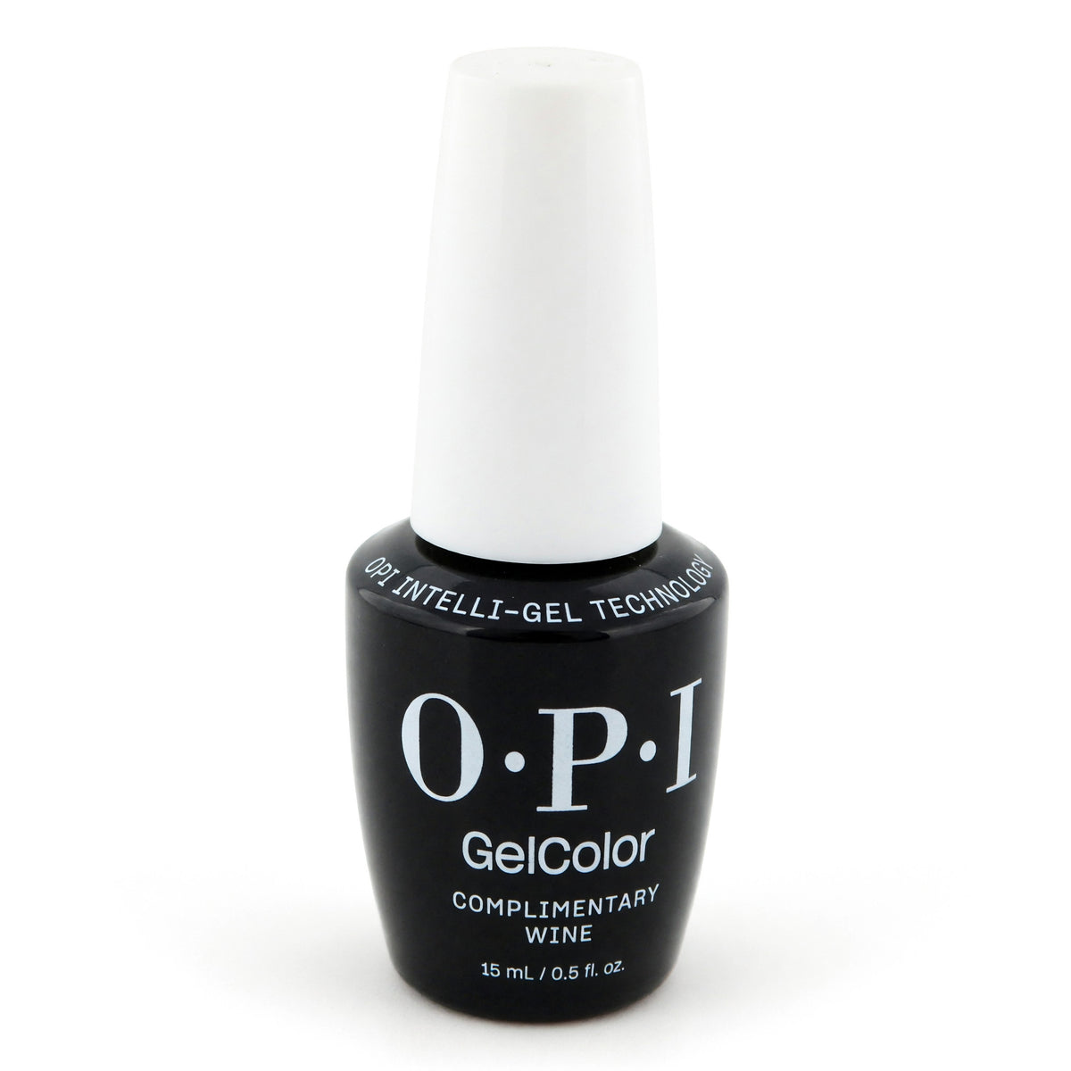 OPI GelColor gel nail polish bottle, Complimentary Wine dark wine red, 0.5 fl oz