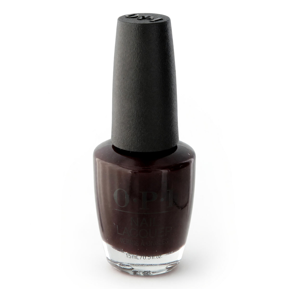 OPI nail lacquer bottle in dark wine color, 0.5 oz