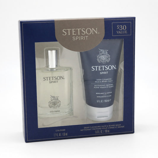 Men's Stetson Spirit 2-piece gift set with cologne bottle and beard wash tube