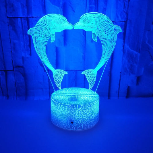 Boutique Customized Gift Box With Colorful 3D Dolphin Light 3D LightIllusionLight LED Light 3D Touch Small TableLamp - Ectron Online