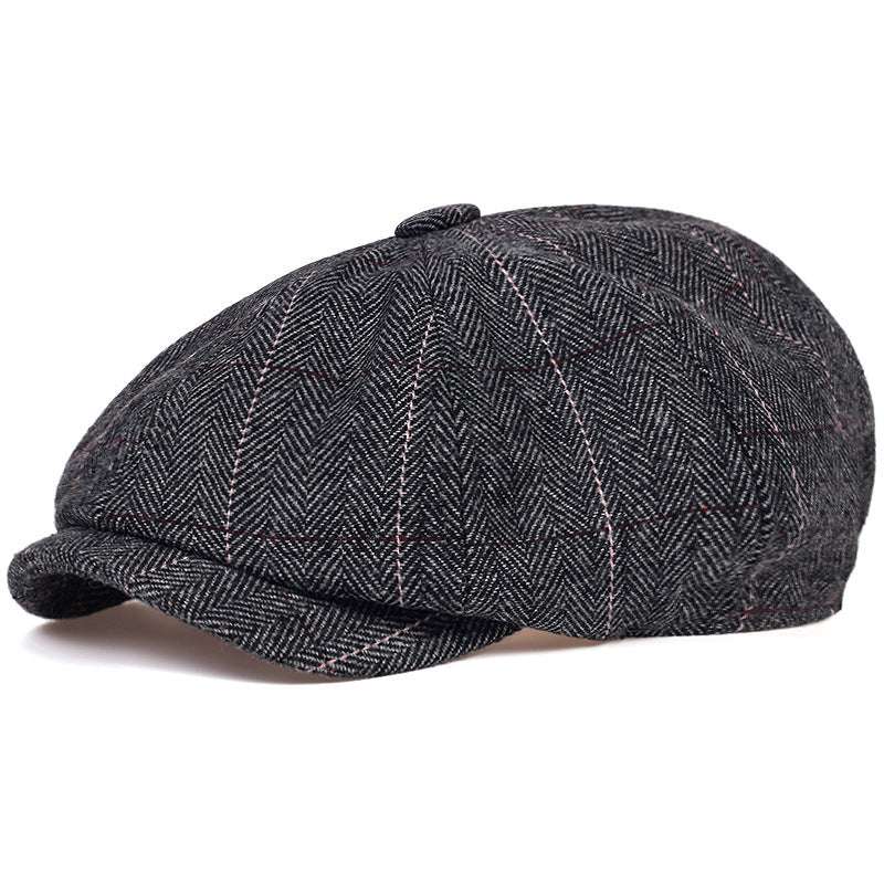 Autumn & Winter Woolen Octagonal Hat – Classic Newsboy Cap Autumn And Winter Woolen Octagonal Hat P | Ectron Online