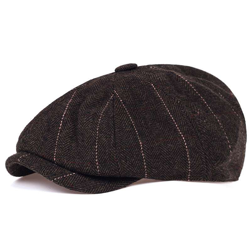 Autumn & Winter Woolen Octagonal Hat – Classic Newsboy Cap Autumn And Winter Woolen Octagonal Hat P | Ectron Online