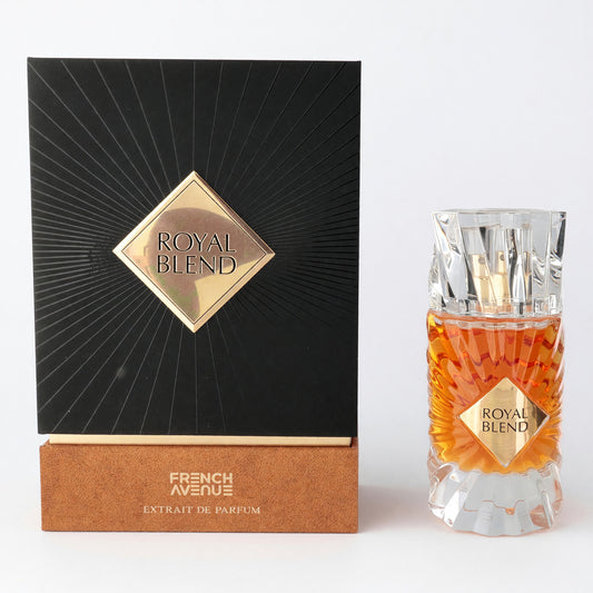 Unisex extrait de parfum spray bottle with matching box, Royal Blend label