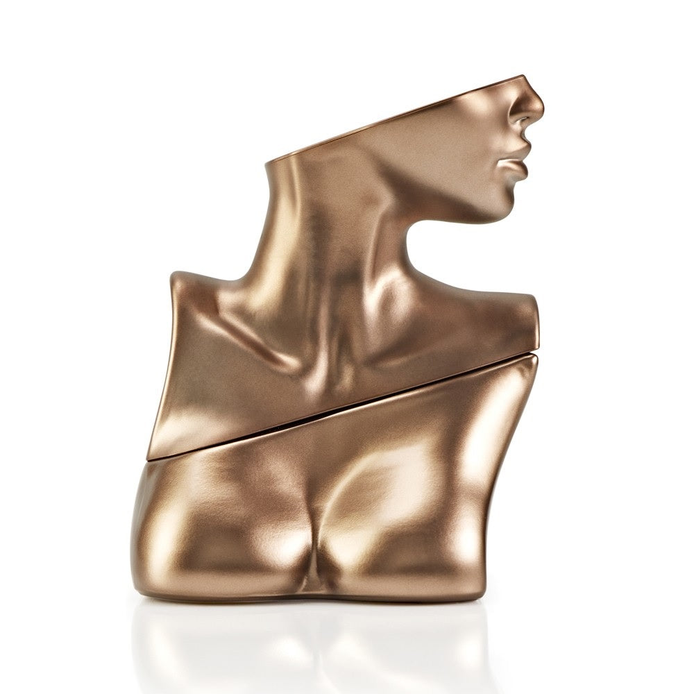 Gold-toned bust-shaped eau de parfum tester spray bottle