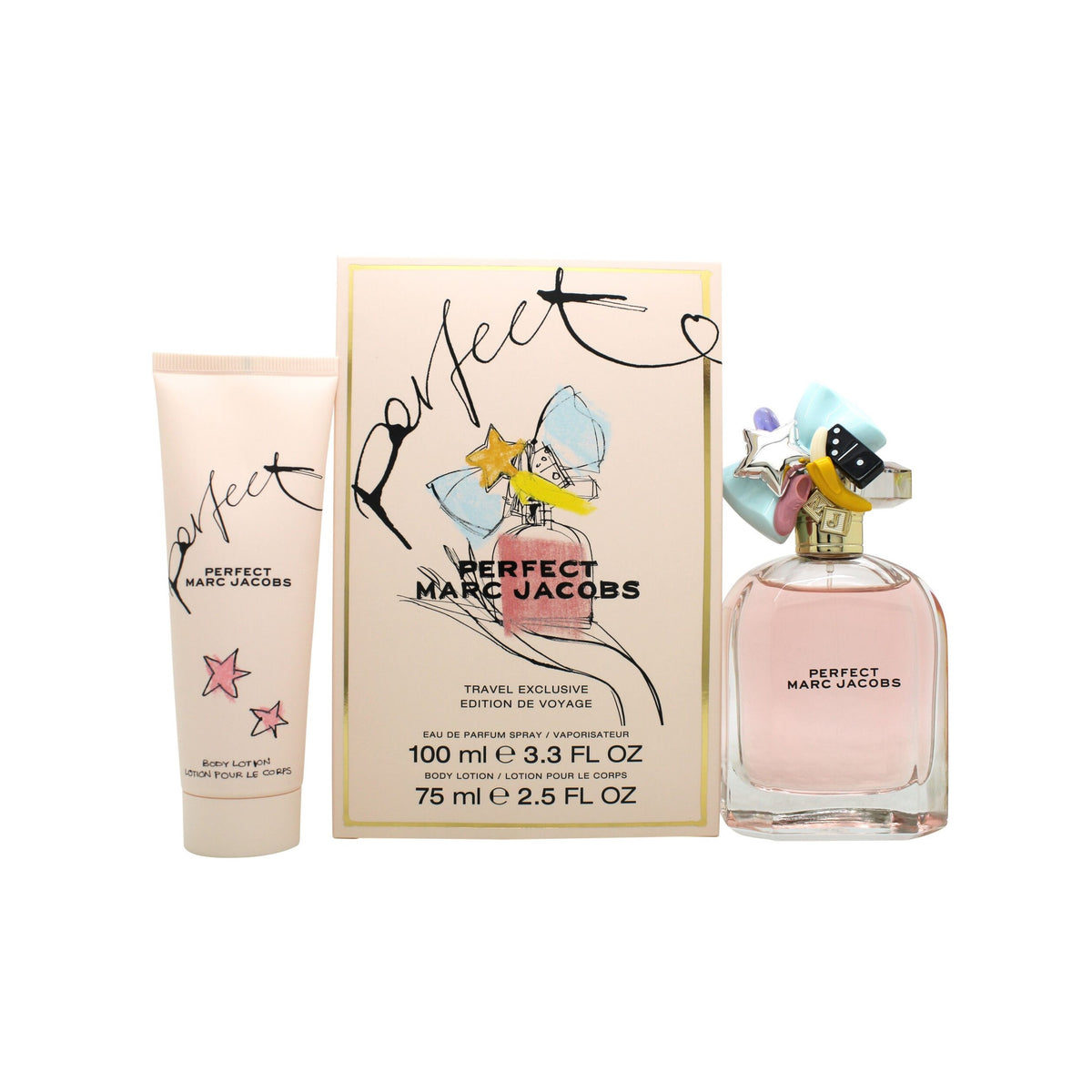 Marc Jacobs Perfect perfume and lotion gift set, bottle and tube in branded box