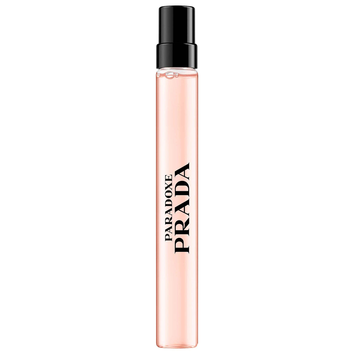 Paradoxe by Prada women's eau de parfum bottle, pink glass with black spray cap