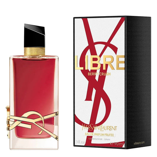 Yves Saint Laurent Libre Berry Crush Eau de Parfum spray bottle in red with gold cap