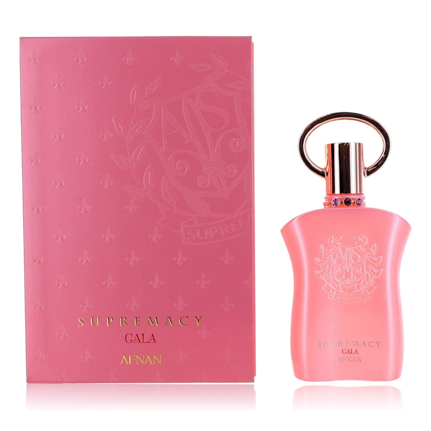 Women's parfum set with pink bottle and matching pink box