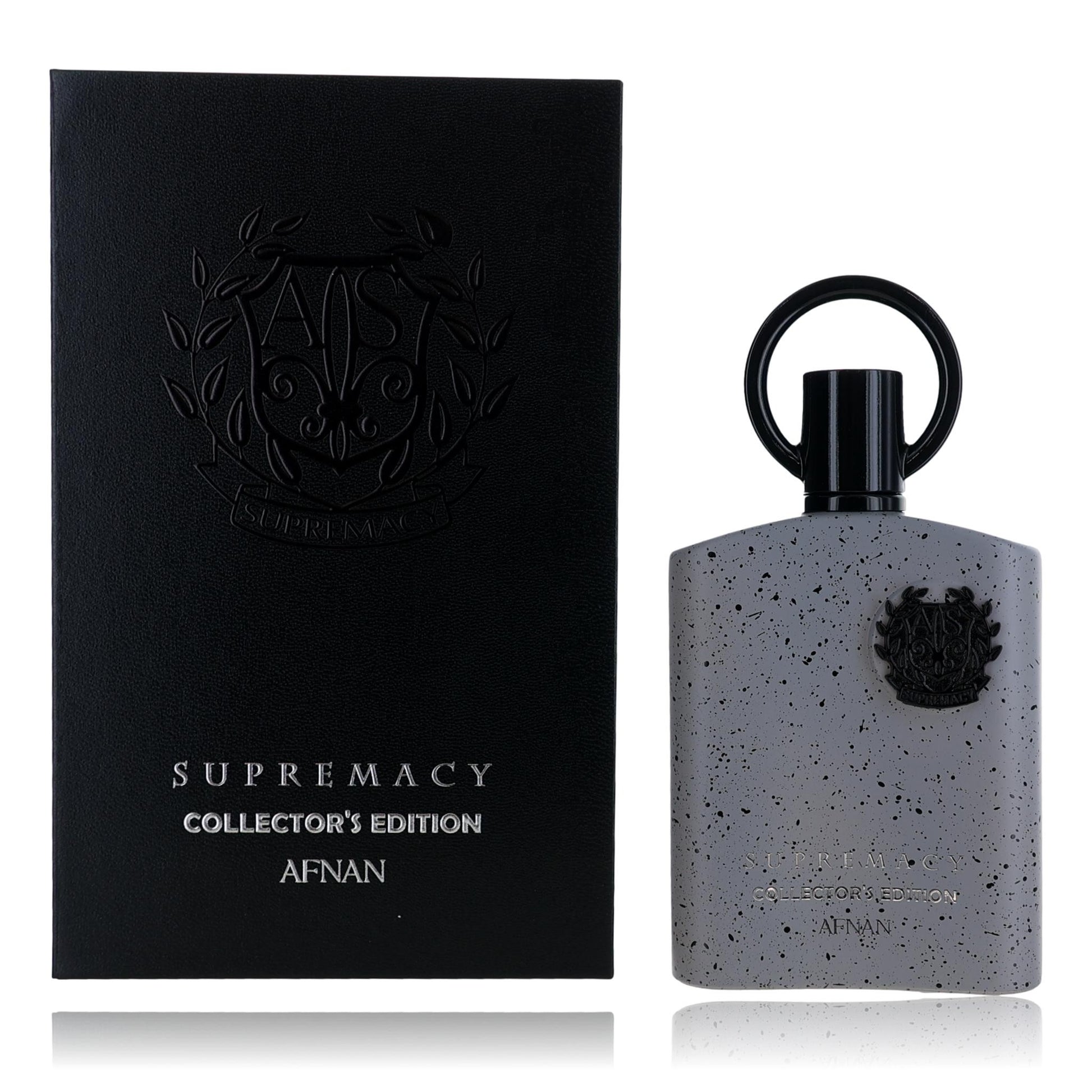 Afnan Supremacy Collector's Edition men's EDP spray bottle with speckled gray finish and box
