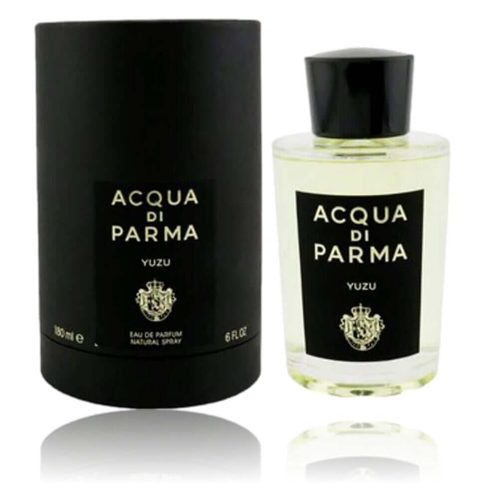 Acqua Di Parma Yuzu EDP spray bottle with black cap and matching box, 6 oz