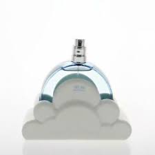 Cloud eau de parfum spray bottle with cloud-shaped cap