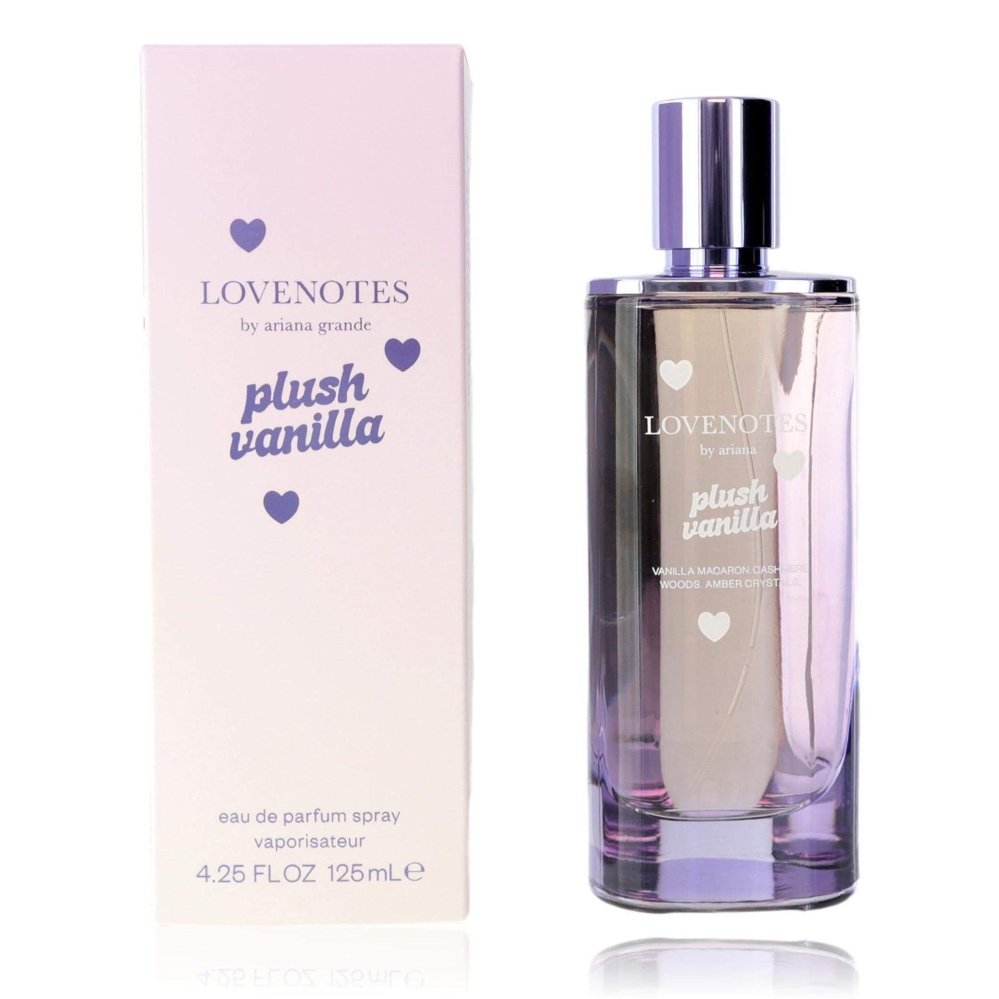 LOVENOTES Plush Vanilla by Ariana Grande, 4.25 oz EDP Spray for Women with a stylish bottle and box.