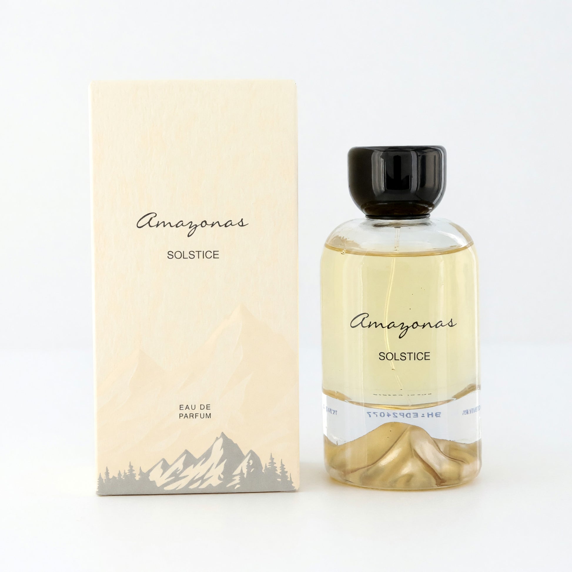Solstice eau de parfum spray bottle with Amazonas label and matching product box
