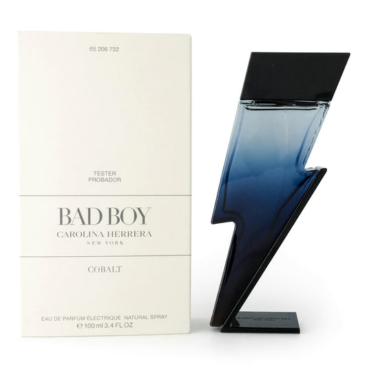 Men's cobalt blue EDP spray tester with black stand and box