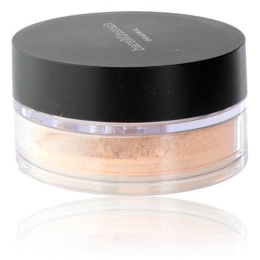 Bare Minerals Loose Powder Foundation, .28oz Powder Foundation SPF 15 - Fair 01 in a clear container with black lid.