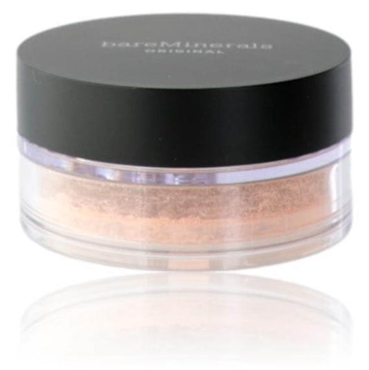 Bare Minerals Loose Powder Foundation .28 Powder Foundation SPF 15 - Fairly Medium 05 in a clear container with a black lid.