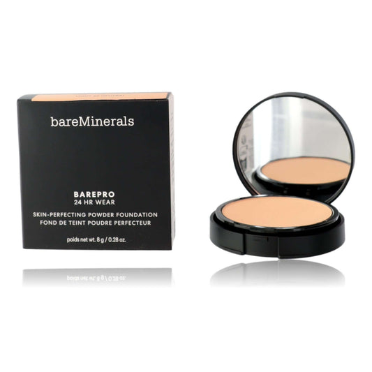 Bare Minerals BarePro 24 Hr Wear, .28oz Powder Foundation - Light 22 Neutral packaging and product open view.