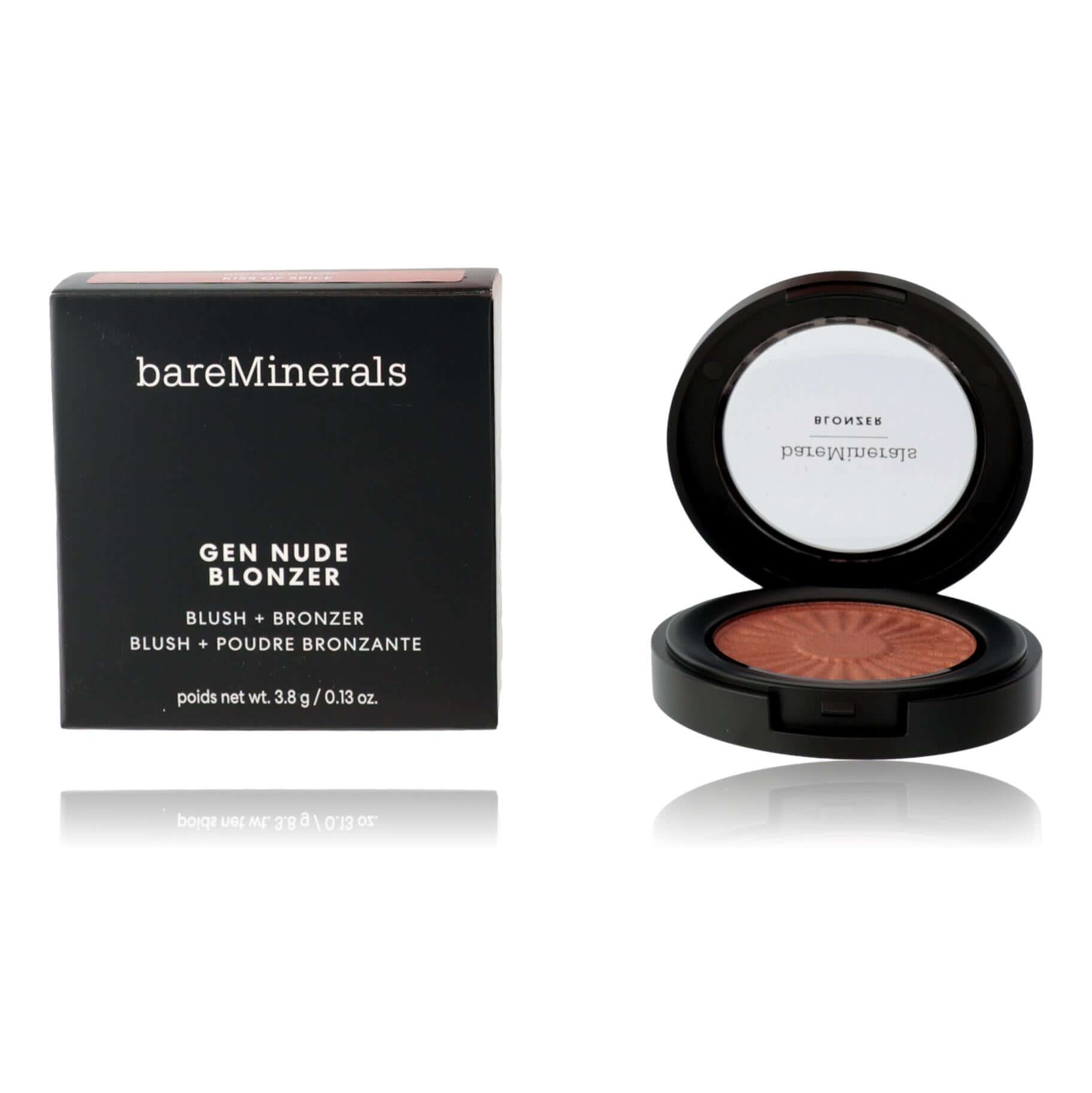 Bare Minerals Gen Nude Blonzer, .13oz Blush & Bronzer - Kiss of Spice packaged with powder inside.