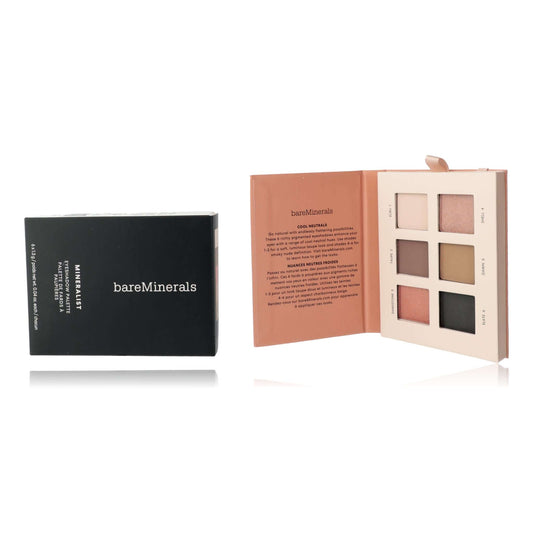 Bare Minerals Mineralist, 6 Shade Eyeshadow Palette - Ultranatural open showcasing six shades and packaging.