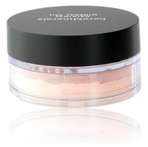 Bare Minerals loose setting powder in clear jar with black lid