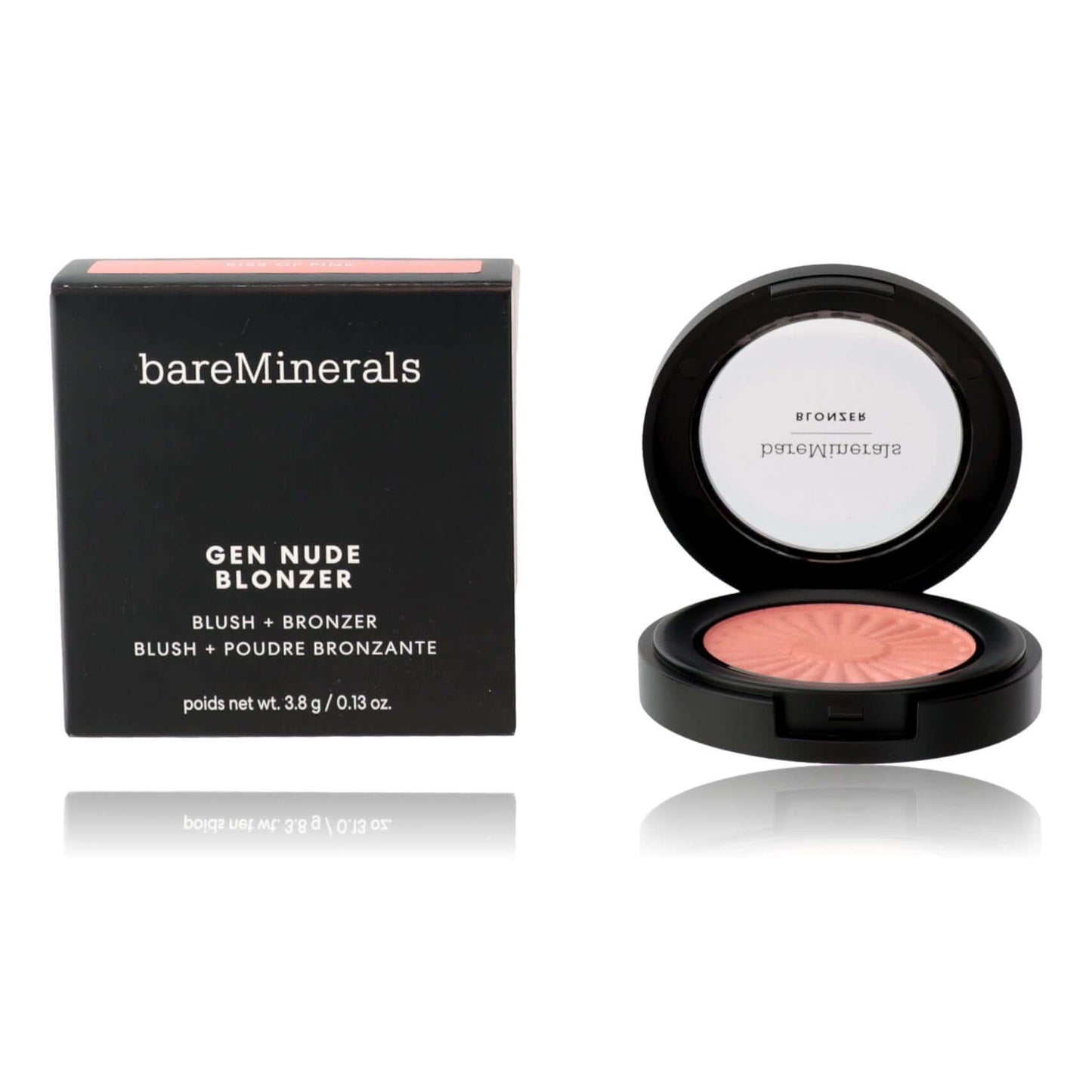 bareMinerals Gen Nude Blonzer blush and bronzer compact with pink tone round pan