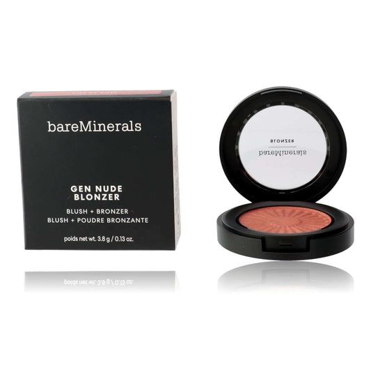 Bare Minerals Gen Nude Blonzer, .13oz Blush & Bronzer - Kiss Of Rose in sleek packaging and compact.