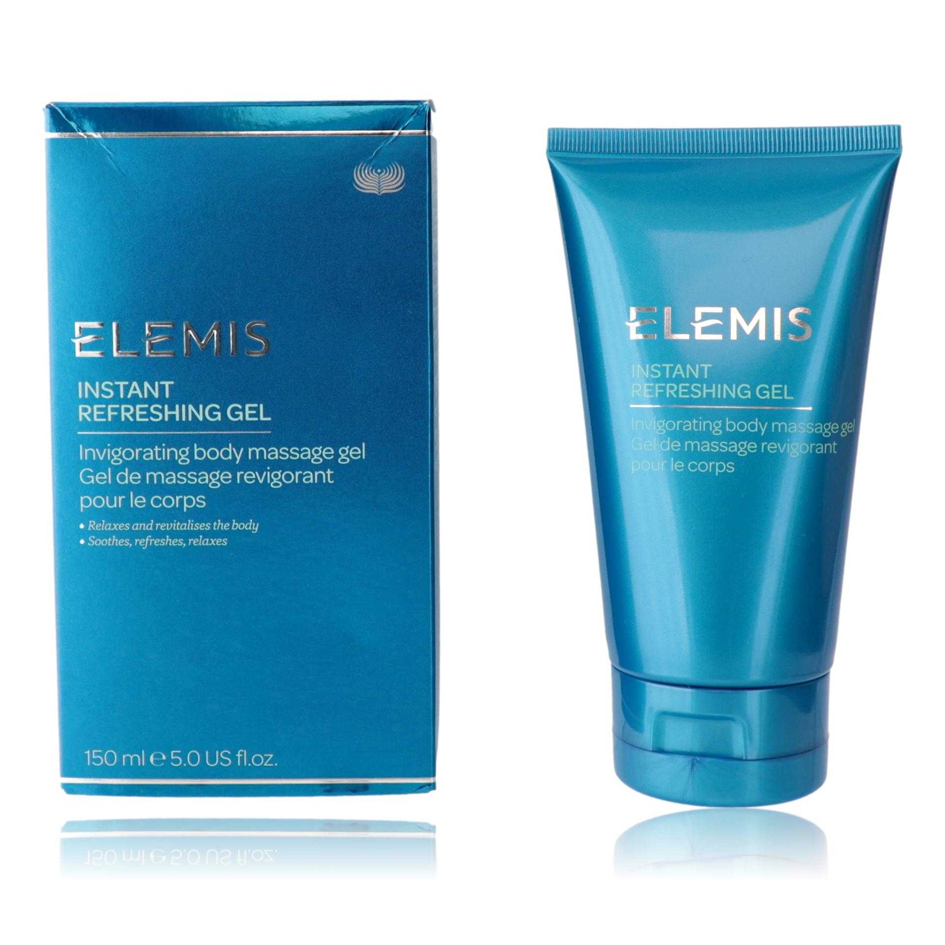 Elemis instant refreshing body massage gel, blue tube with screw cap, 5 oz