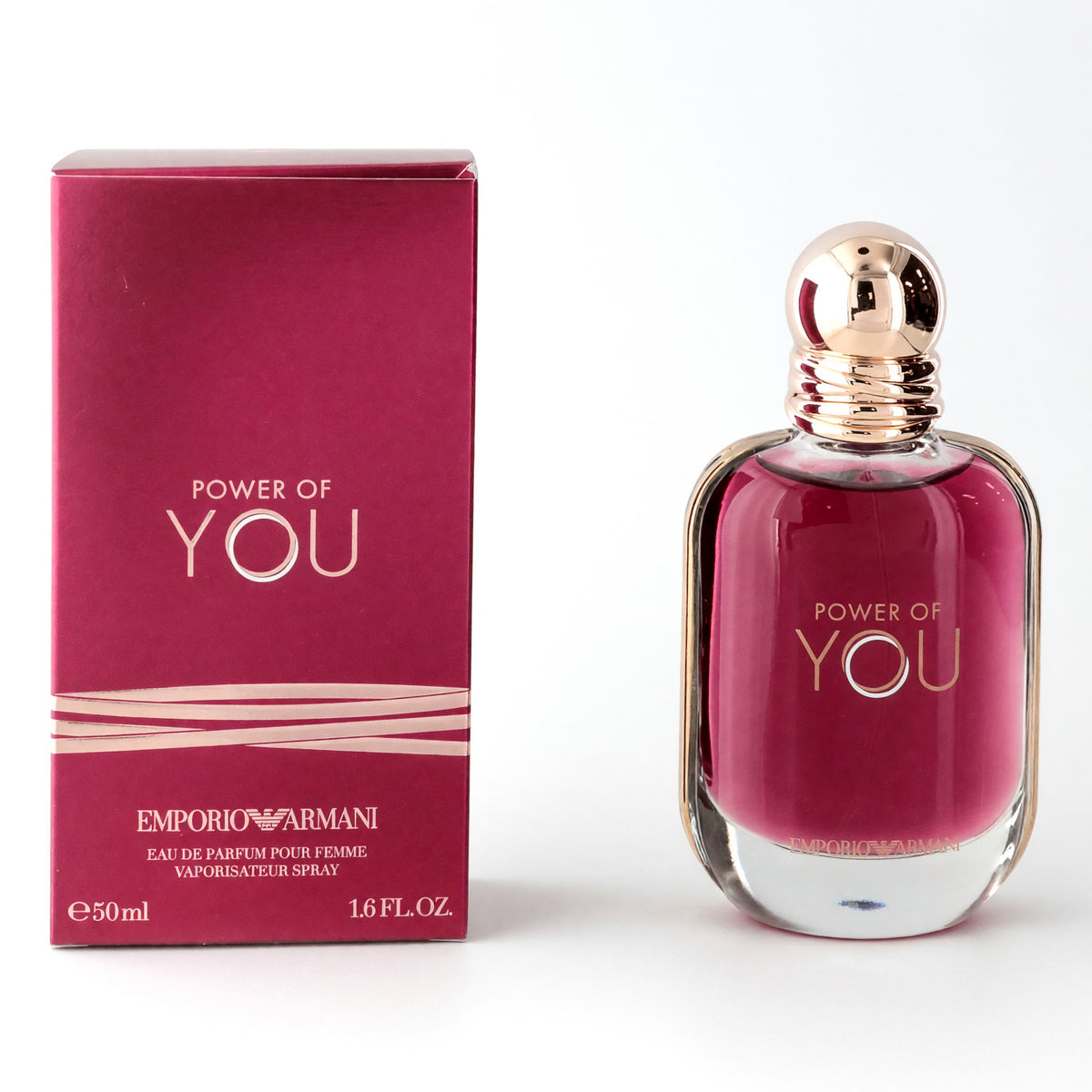 Women’s Power of You Eau de Parfum spray bottle with magenta glass and box