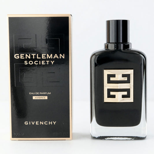 Givenchy Gentleman Society Eau de Parfum spray bottle, black glass with silver cap