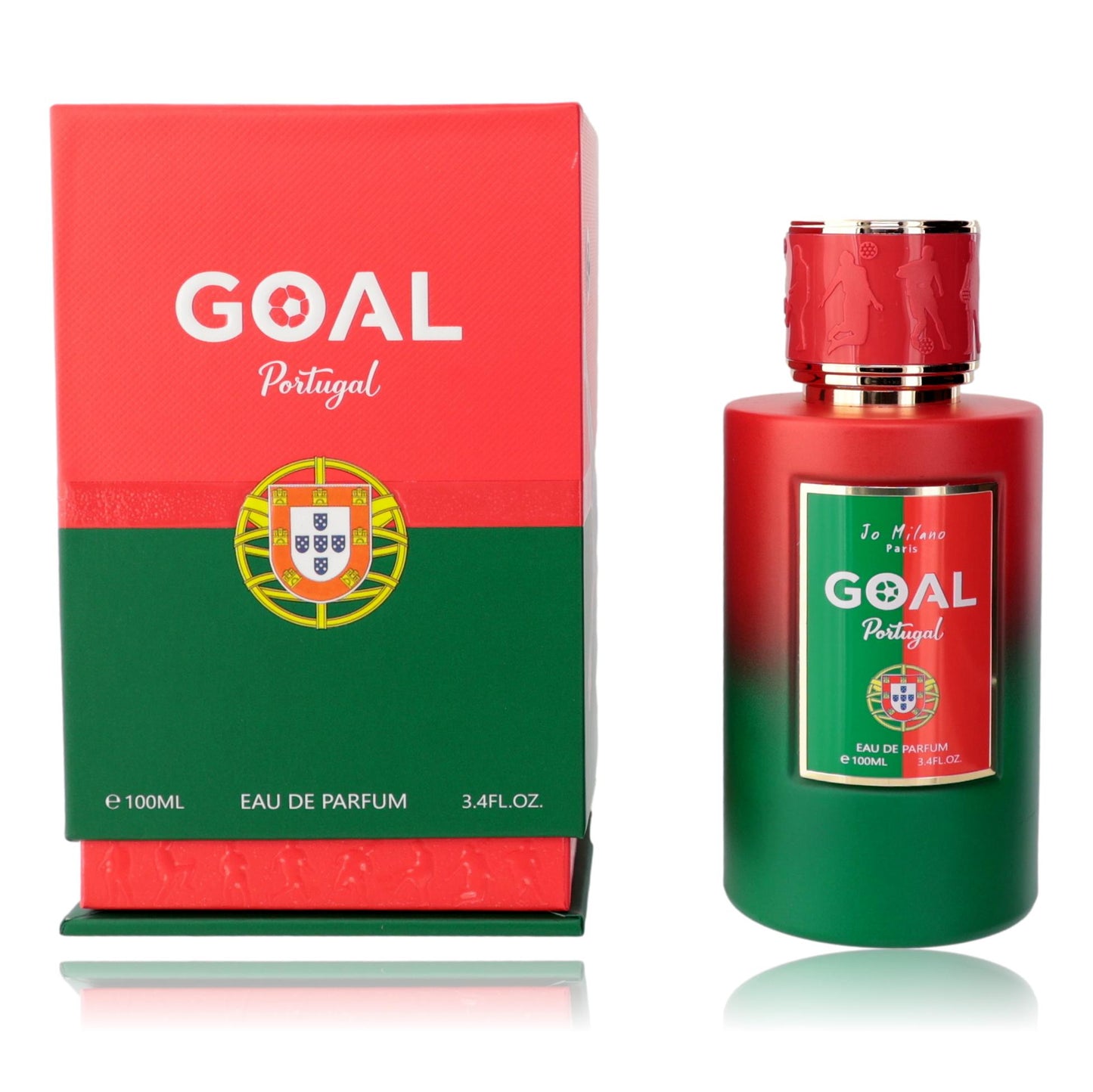 Goal Portugal EDP spray bottle with matching box, red glass and green label