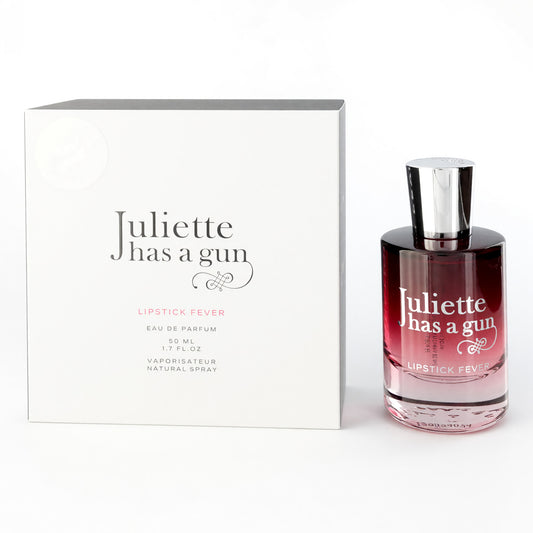 Lipstick Fever by Juliette Has A Gun EDP spray bottle, dark red liquid with silver cap