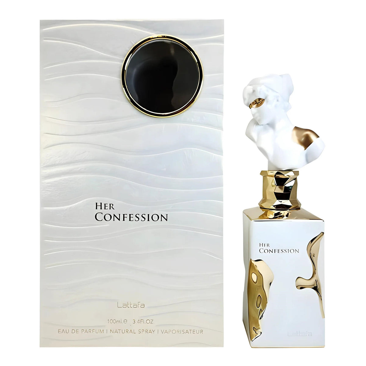 Her Confession eau de parfum spray, 3.4 oz, with boxed set and gold cap