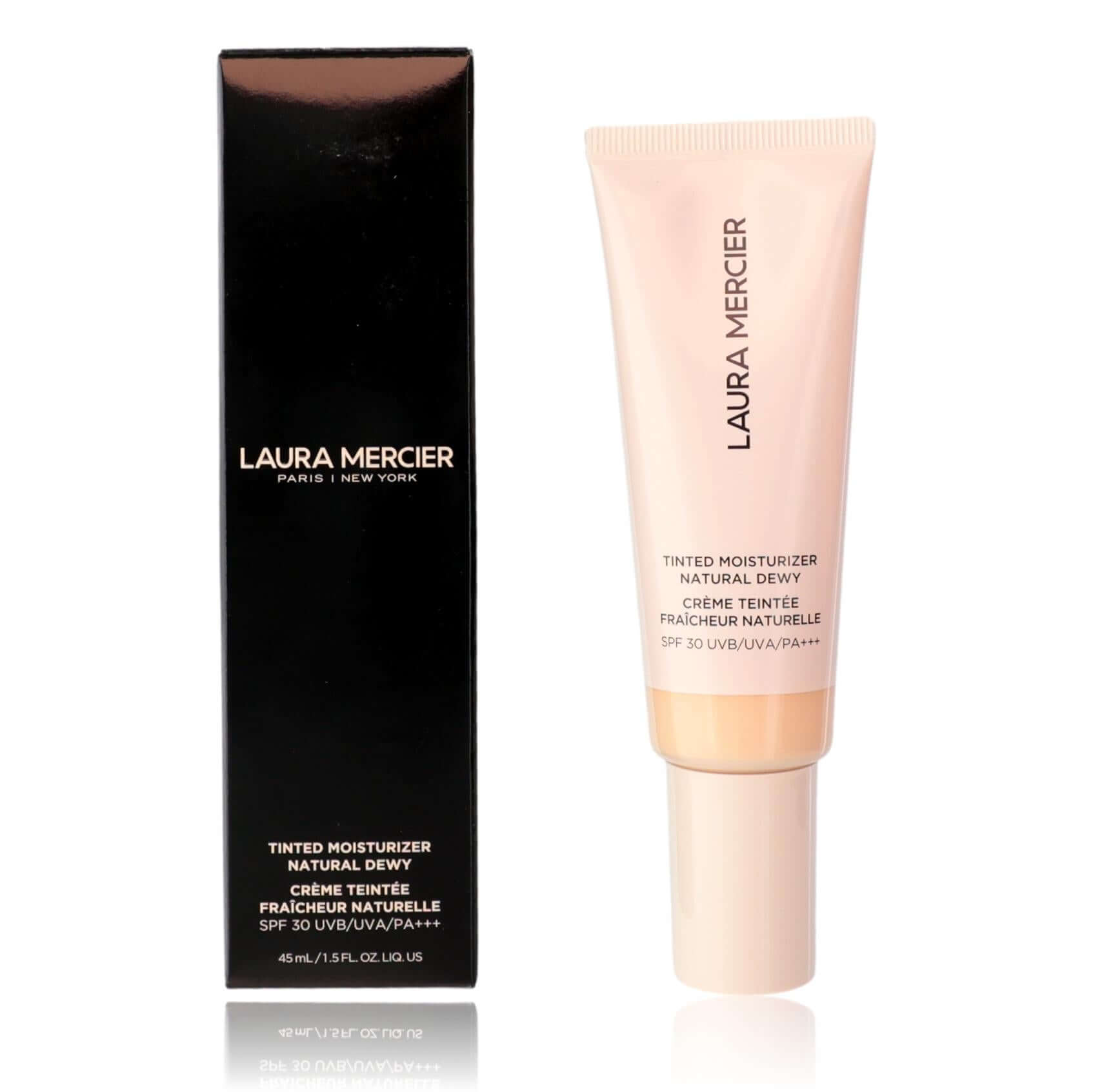 Laura Mercier tinted moisturizer SPF 30 tube with natural dewy finish and box