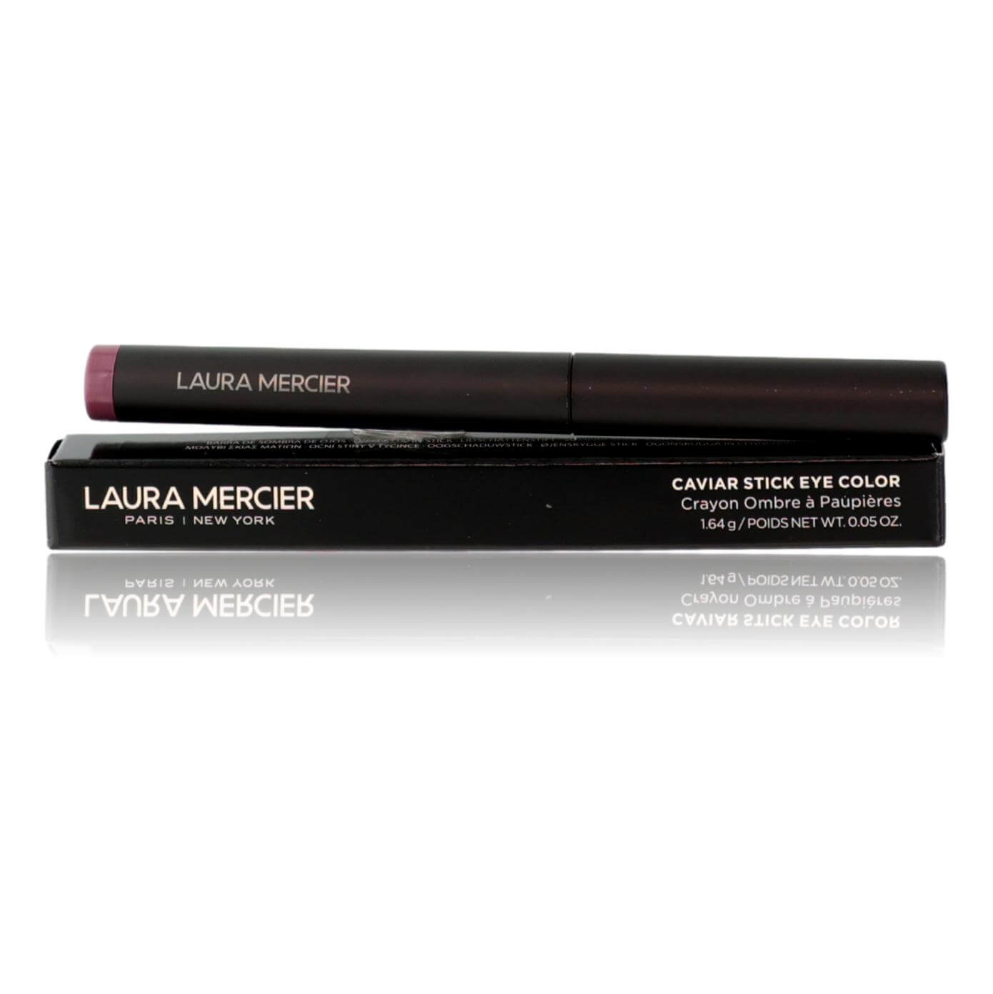 Laura Mercier dark brown eyeshadow stick with capped tip and printed label