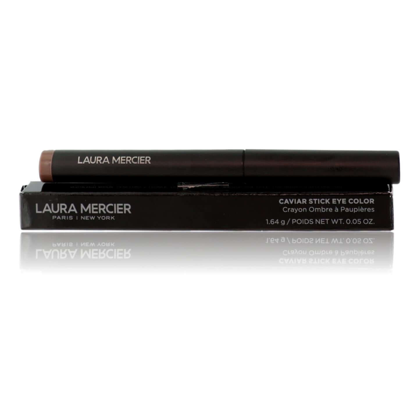 Eye color stick in dark brown, cylindrical tube with cap and printed label