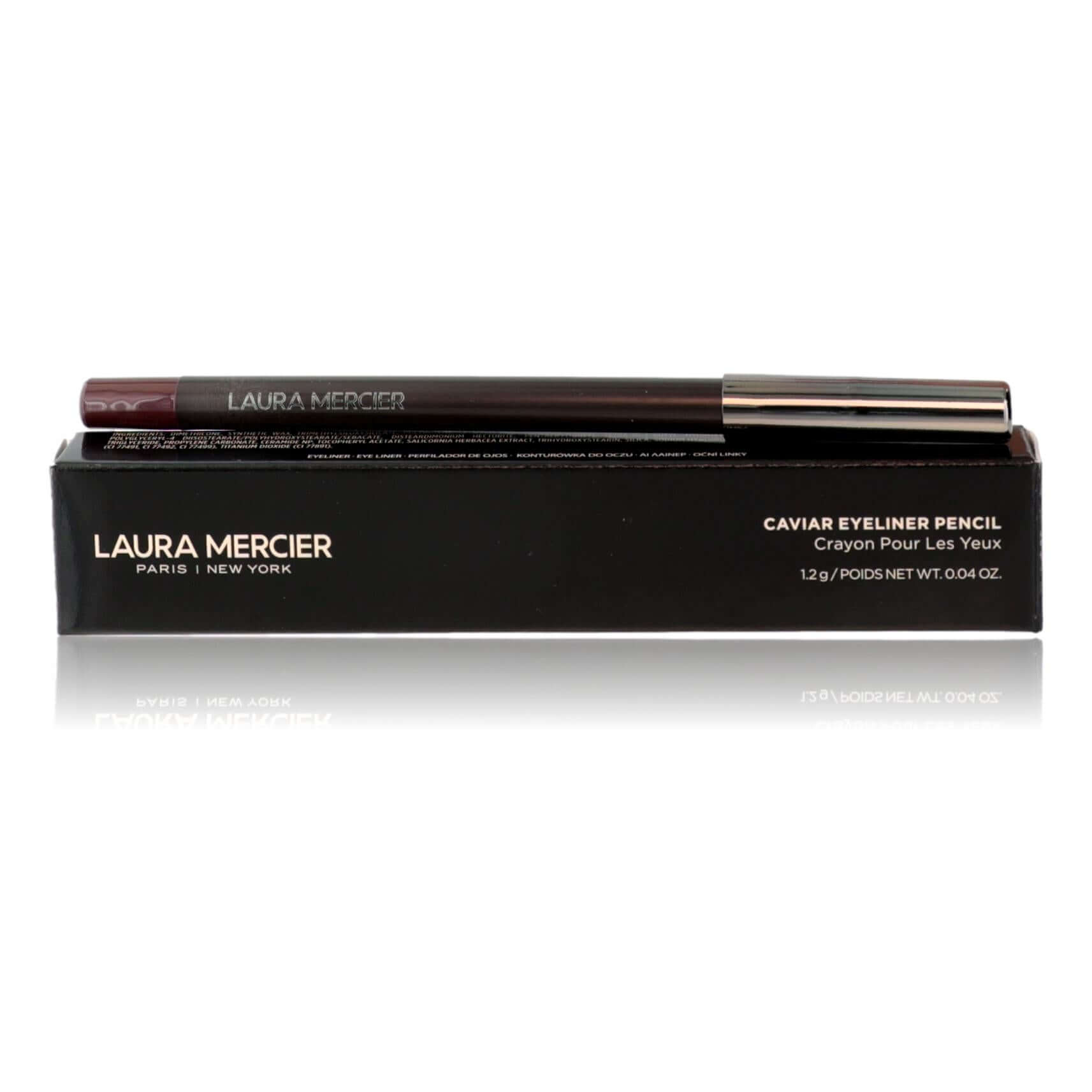 Laura Mercier Caviar eyeliner pencil in cocoa, shown with matching product box