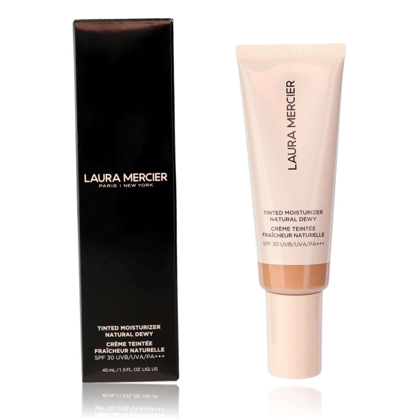 Tinted moisturizer SPF 30 tube with box, Laura Mercier Natural Dewy 1.5, fawn shade