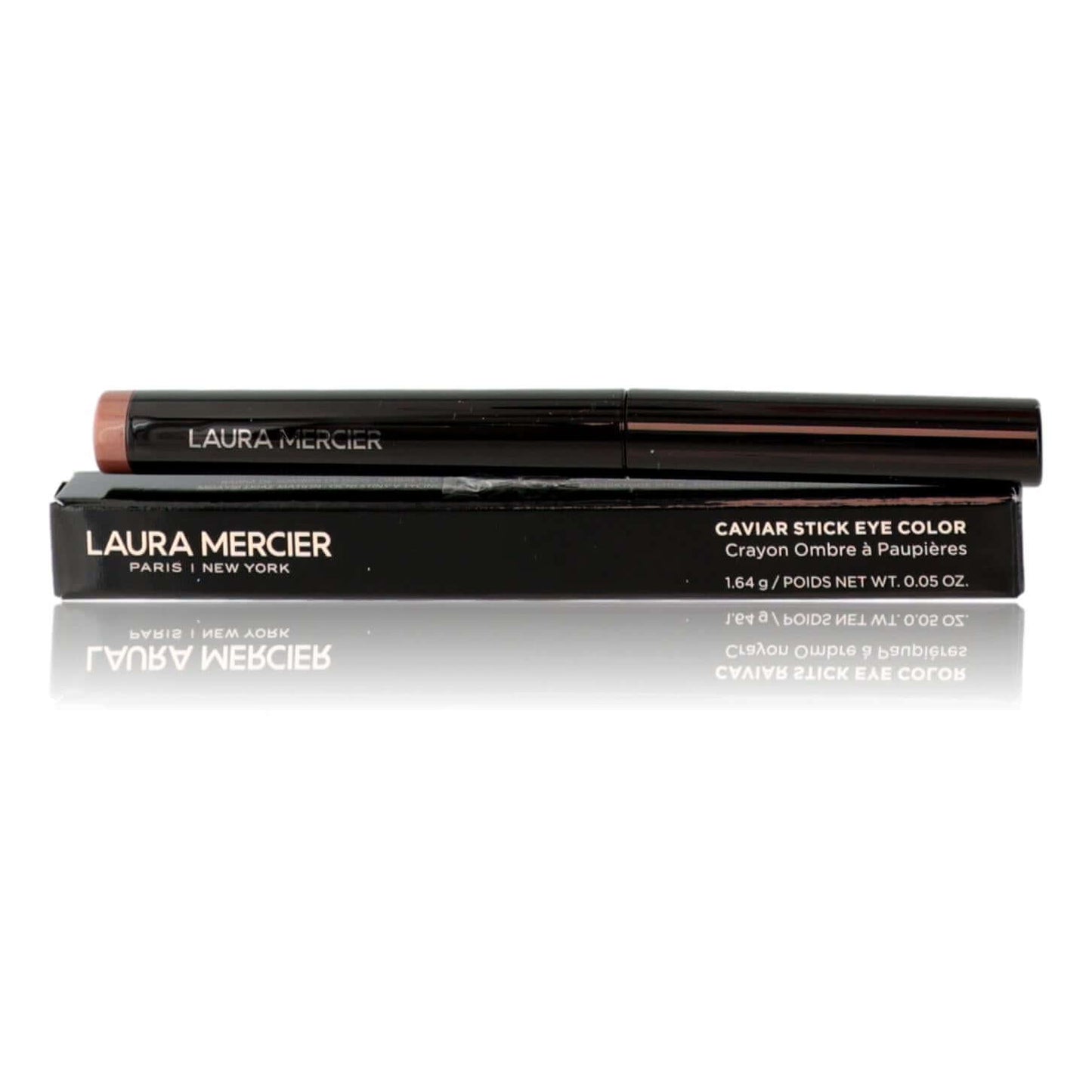 Caviar stick eye color in mocha, black makeup pencil with brand label