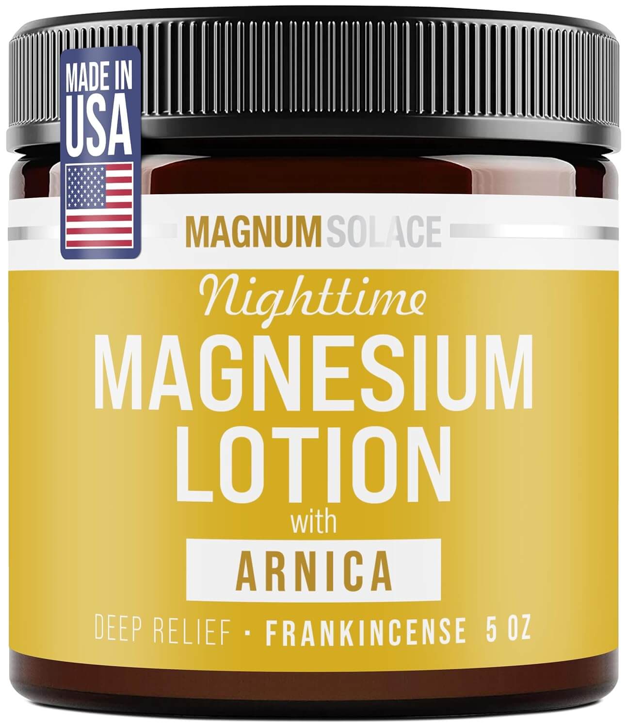 Nighttime magnesium lotion bottle with arnica and frankincense, 5 oz