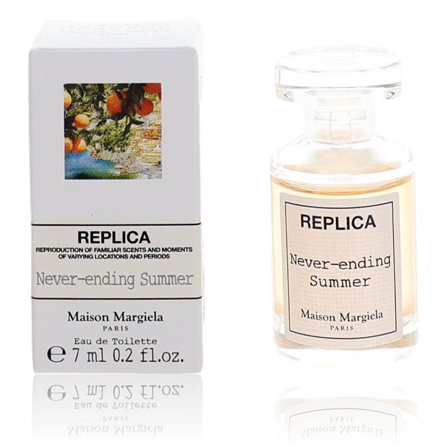 Replica Never-ending Summer EDT bottle and box, 7 ml glass vial with label