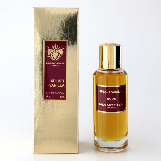 Mancera vanilla eau de parfum spray, 2 oz bottle with gold cap and box
