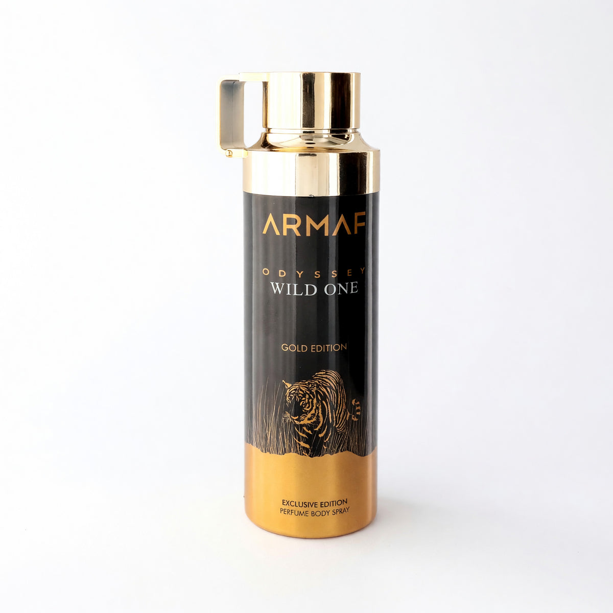 Armaf Odyssey Wild One Gold Edition body spray can with black-and-gold label
