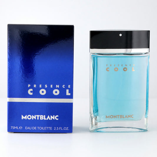 Men's EDT spray fragrance bottle with blue glass and matching blue box